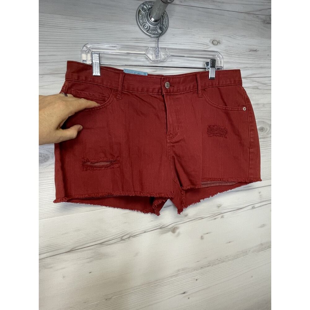 Old Navy Womens 10 Red Cutoff‎ Distressed Shorts Frayed Hem Cotton Sick Beets - Picture 2 of 13